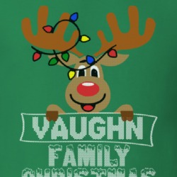 Vaughn Family Christmas Reindeer Knitted Look Christmas T Shirt 35074991