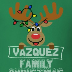 Vazquez Family Christmas Reindeer Knitted Look Christmas T Shirt 35074992