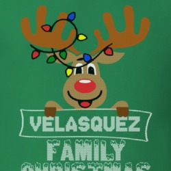 Velasquez Family Christmas Reindeer Knitted Look Christmas T Shirt 35074996