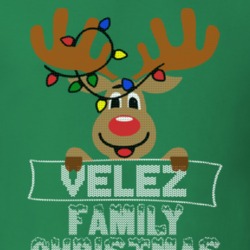 Velez Family Christmas Reindeer Knitted Look Christmas T Shirt 35075000