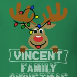 Vincent Family Christmas Reindeer Knitted Look Christmas T Shirt 35075008