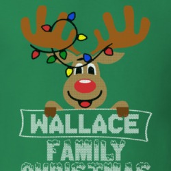Wallace Family Christmas Reindeer Knitted Look Christmas T Shirt 35075019
