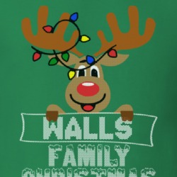 Walls Family Christmas Reindeer Knitted Look Christmas T Shirt 35075022