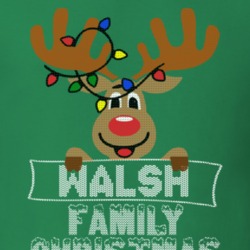 Walsh Family Christmas Reindeer Knitted Look Christmas T Shirt 35075024
