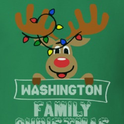 Washington Family Christmas Reindeer Knitted Look Christmas T Shirt 35075041