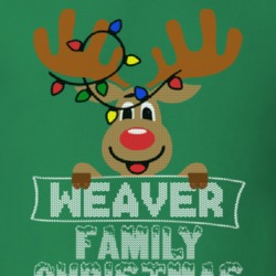 Weaver Family Christmas Reindeer Knitted Look Christmas T Shirt 35075049