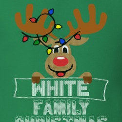White Family Christmas Reindeer Knitted Look Christmas T Shirt 35075071