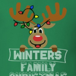 Winters Family Christmas Reindeer Knitted Look Christmas T Shirt 35075093