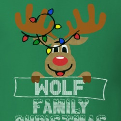 Wolf Family Christmas Reindeer Knitted Look Christmas T Shirt 35075097