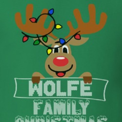 Wolfe Family Christmas Reindeer Knitted Look Christmas T Shirt 35075098