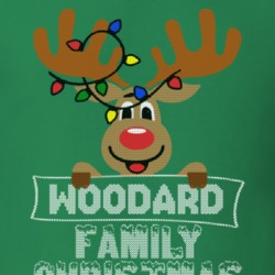 Woodard Family Christmas Reindeer Knitted Look Christmas T Shirt 35075104