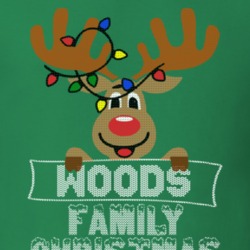Woods Family Christmas Reindeer Knitted Look Christmas T Shirt 35075106