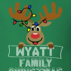 Wyatt Family Christmas Reindeer Knitted Look Christmas T Shirt 35075112