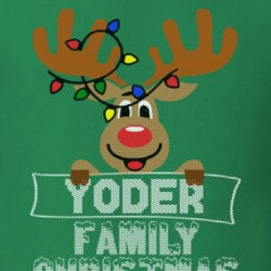 Yoder Family Christmas Reindeer Knitted Look Christmas T Shirt 35075118