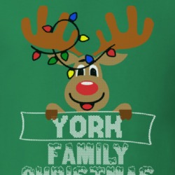 York Family Christmas Reindeer Knitted Look Christmas T Shirt 35075119