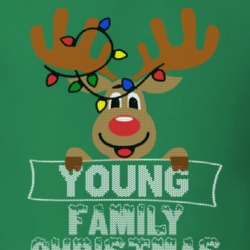 Young Family Christmas Reindeer Knitted Look Christmas T Shirt 35075121