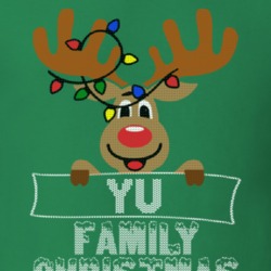 Yu Family Christmas Reindeer Knitted Look Christmas T Shirt 35075123