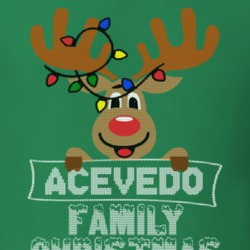 Acevedo Family Christmas Reindeer Knitted Look Christmas T Shirt 35075134