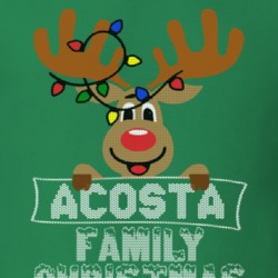 Acosta Family Christmas Reindeer Knitted Look Christmas T Shirt 35075136