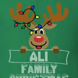 Ali Family Christmas Reindeer Knitted Look Christmas T Shirt 35075146