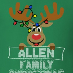 Allen Family Christmas Reindeer Knitted Look Christmas T Shirt 35075148