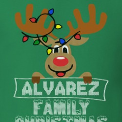 Alvarez Family Christmas Reindeer Knitted Look Christmas T Shirt 35075153
