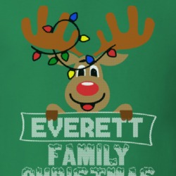 Everett Family Christmas Reindeer Knitted Look Christmas T Shirt 35075209