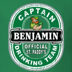 Benjamin Captain Official Drinking Team St Patricks T Shirt 35724435