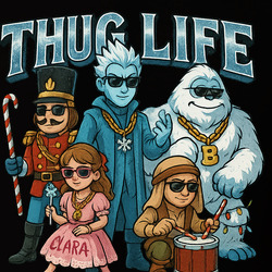 Thug Life Jack Frost, Nutcracker, Clara, Drummer Boy & Bumble Christmas T Shirt 40356180