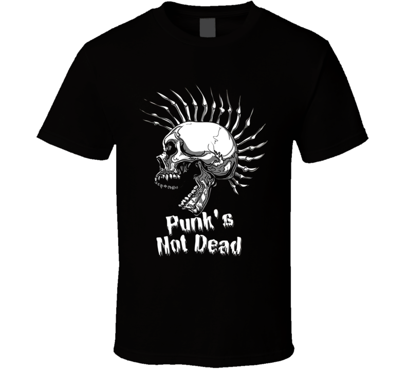 Punk's Not Dead Retro Skull With Bony Mohawk T Shirt