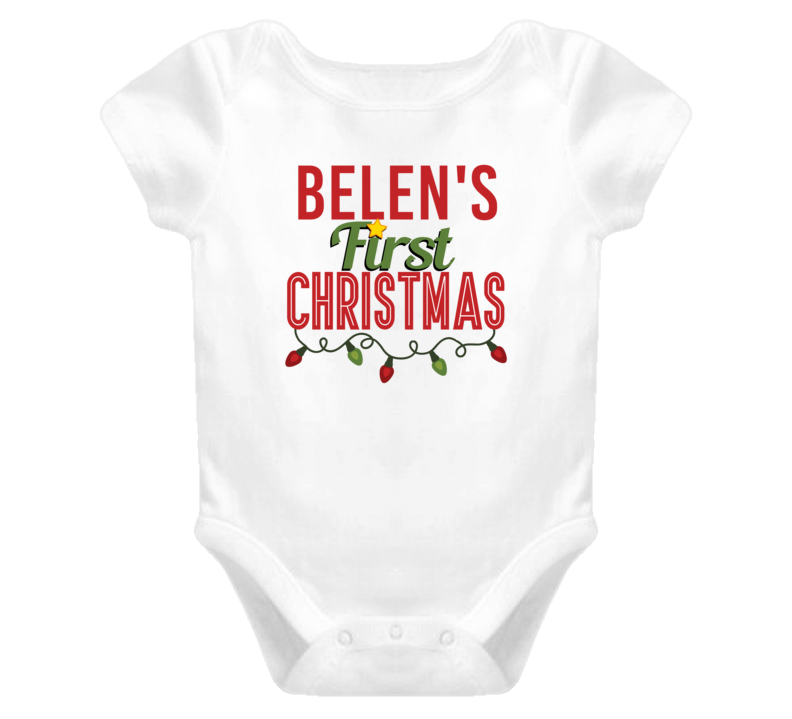 Belen First Christmas Cute Personalized Name Holiday Gift Baby One Piece