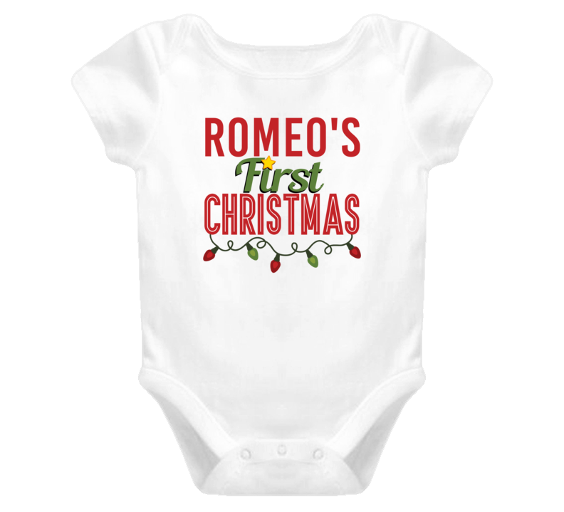 Romeo First Christmas Cute Personalized Name Holiday Gift Baby One Pie Romeo First Christmas Cute Personalized Name Holiday Gift Baby One Pie