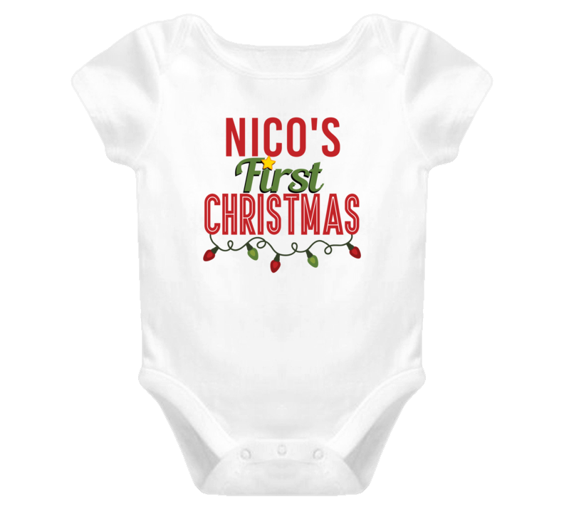 Nico First Christmas Cute Personalized Name Holiday Gift Baby One Piec Nico First Christmas Cute Personalized Name Holiday Gift Baby One Piec
