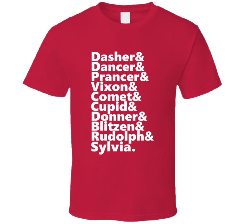 Reindeer Rudolph And Sylvia Personalized First Name Holiday Gift T Shirt