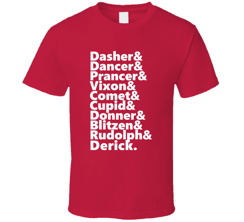 Reindeer Rudolph And Derick Personalized First Name Holiday Gift T Shirt