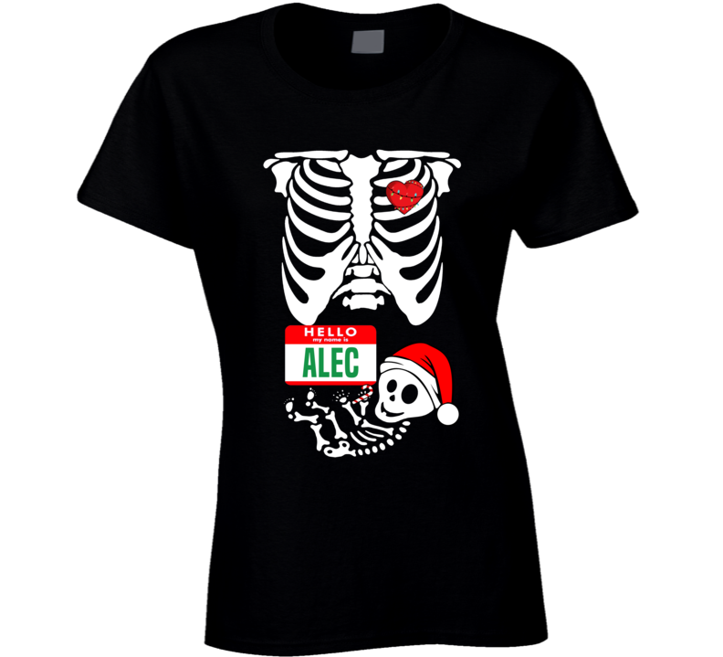 Baby Alec Custom Christmas Holiday Nametag X Ray Skeleton Maternity T Shirt