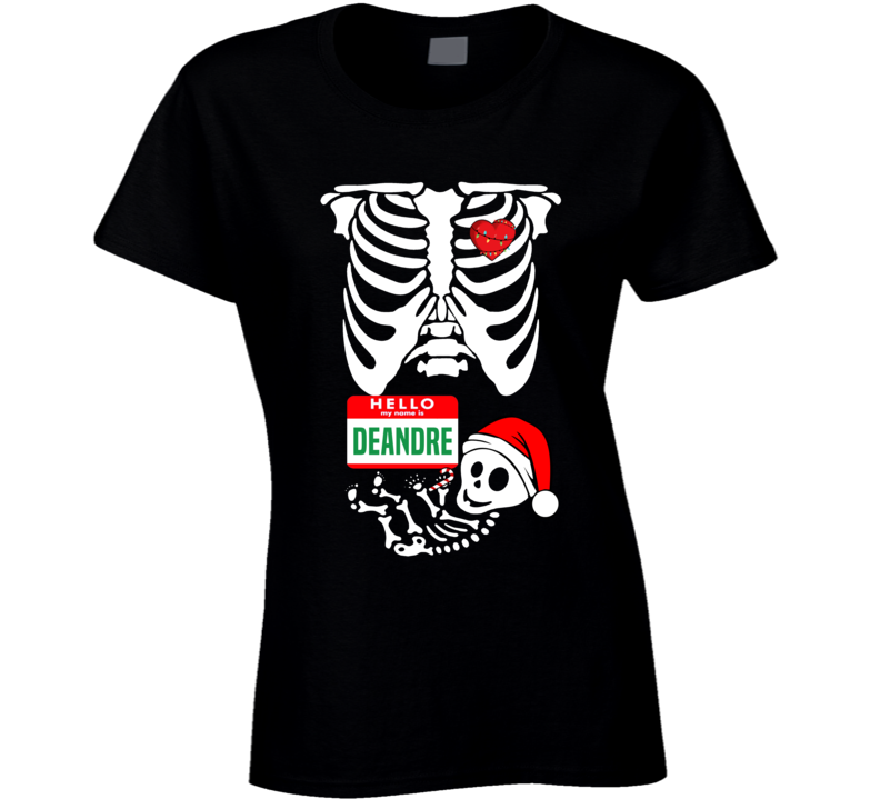 Baby Deandre Custom Christmas Holiday Nametag X Ray Skeleton Maternity T Shirt