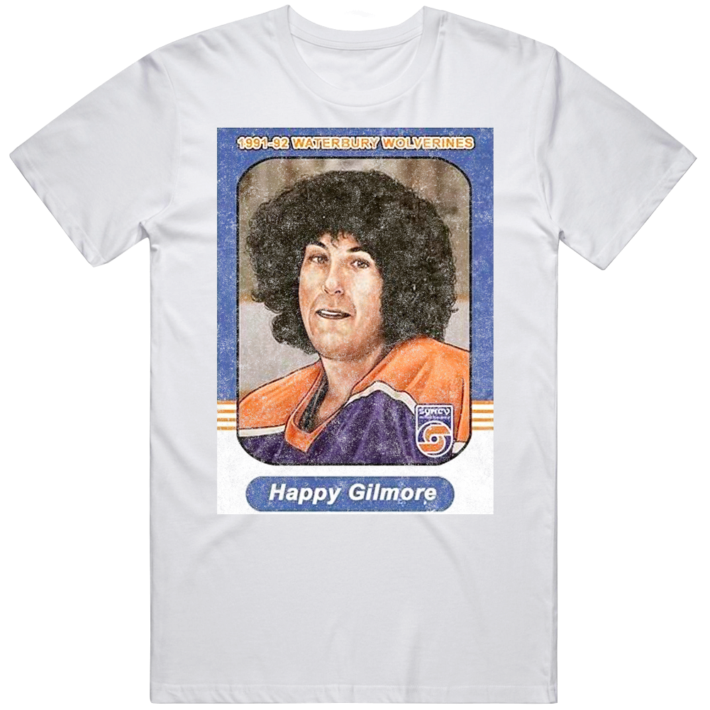 Happy Gilmore Hockey Afro Trading Card Distressed Look Trading Card Cotton Unisex T Shirt