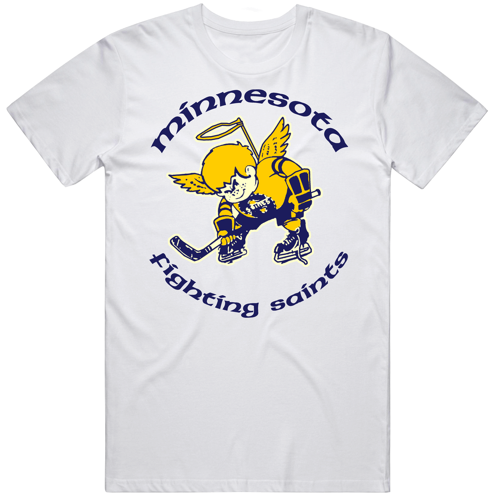Minnesota Fighting Saints Retro Hockey Cotton Unisex T Shirt Minnesota Fighting Saints Retro Hockey Cotton Unisex T Shirt