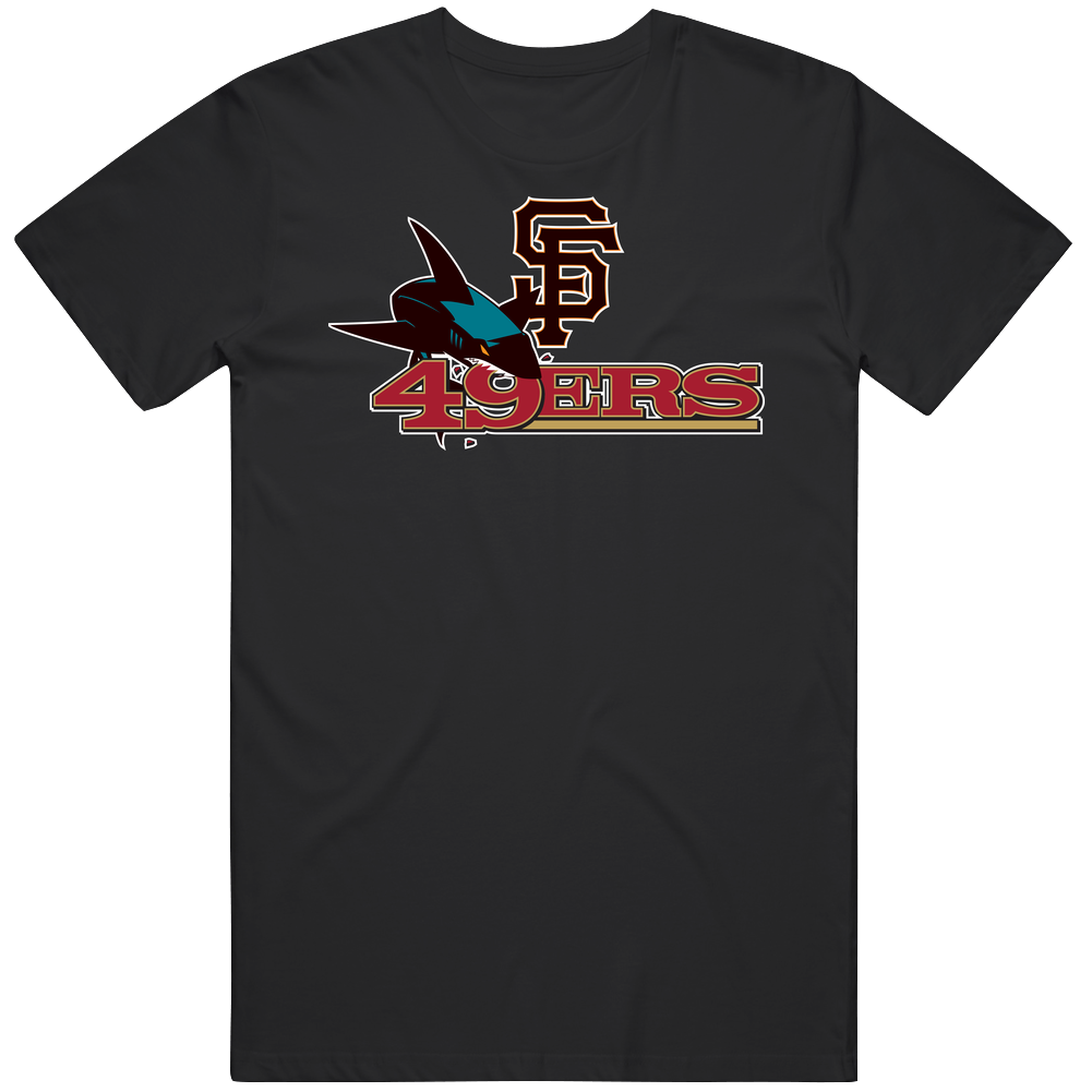 San Francisco California Pro Sports Teams Logo Mashup City Pride Fan Cotton Unisex T Shirt San Francisco California Pro Sports Teams Logo Mashup City Pride Fan Cotton Unisex T Shirt