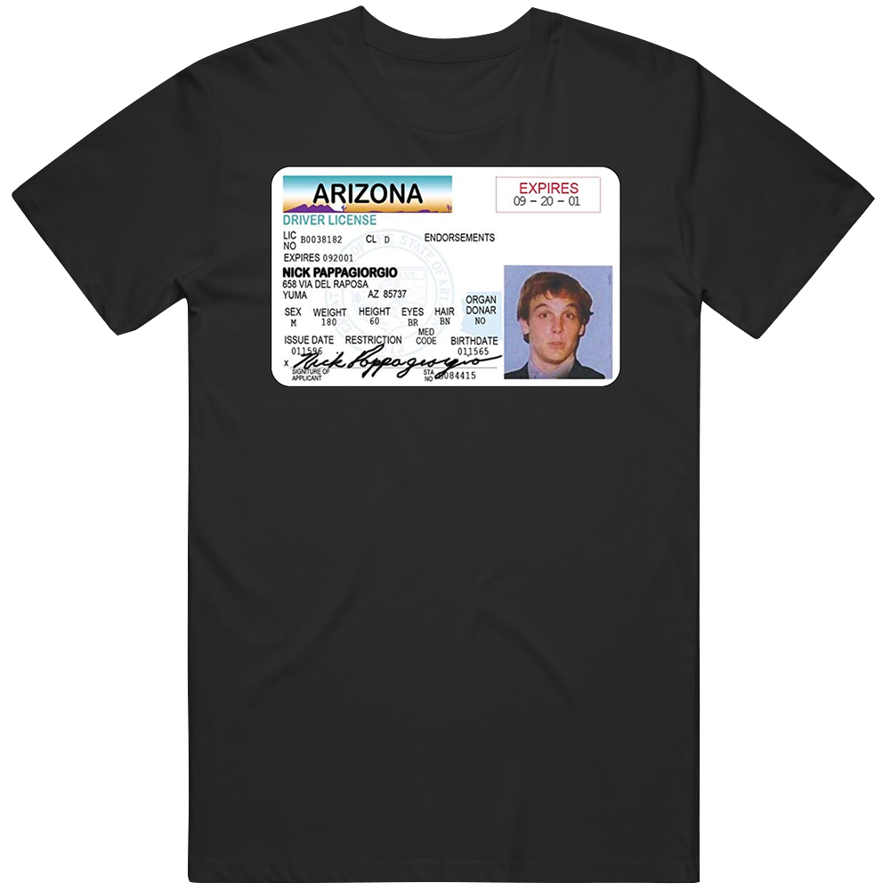 Nick Pappagiorgio Arizon Driver License Vegas Vacation Movie Chevy Chase Las Vegas Nevada Cotton Unisex T Shirt Nick Pappagiorgio Arizon Driver License Vegas Vacation Movie Chevy Chase Las Vegas Nevada Cotton Unisex T Shirt