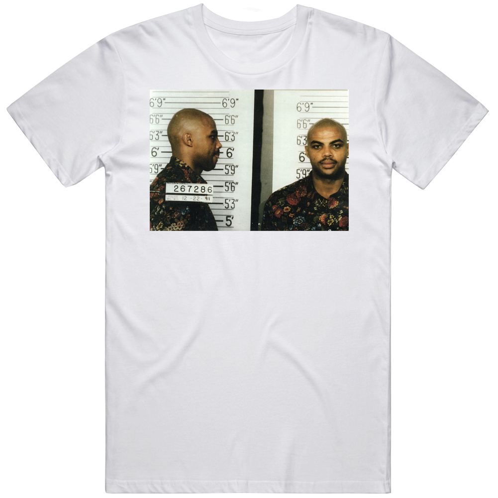 Charles Barkley Athlete Celebrity Mugshot Vintage Grunge Look Fan Vintage T Shirt