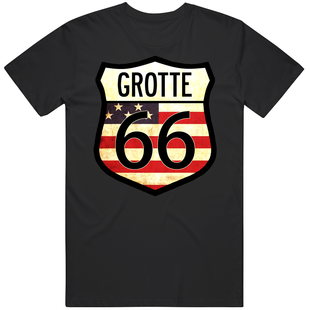 Grotte Personalized American Flag Route 66 Highway Sign Vintage Car T Shirt Grotte Personalized American Flag Route 66 Highway Sign Vintage Car T Shirt