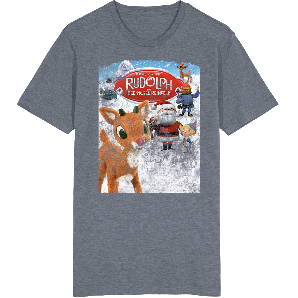 Rudolph The Red Nosed Reindeer 60s Kids Movies Worn Look Vintage Unisex Retro T Shirt Rudolph The Red Nosed Reindeer 60s Kids Movies Worn Look Vintage Unisex Retro T Shirt