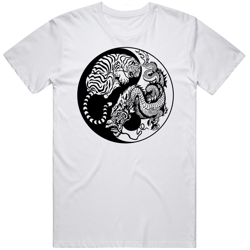 Bengal Tiger Rising Dragon Yin Yang retro T Shirt Bengal Tiger Rising Dragon Yin Yang retro T Shirt