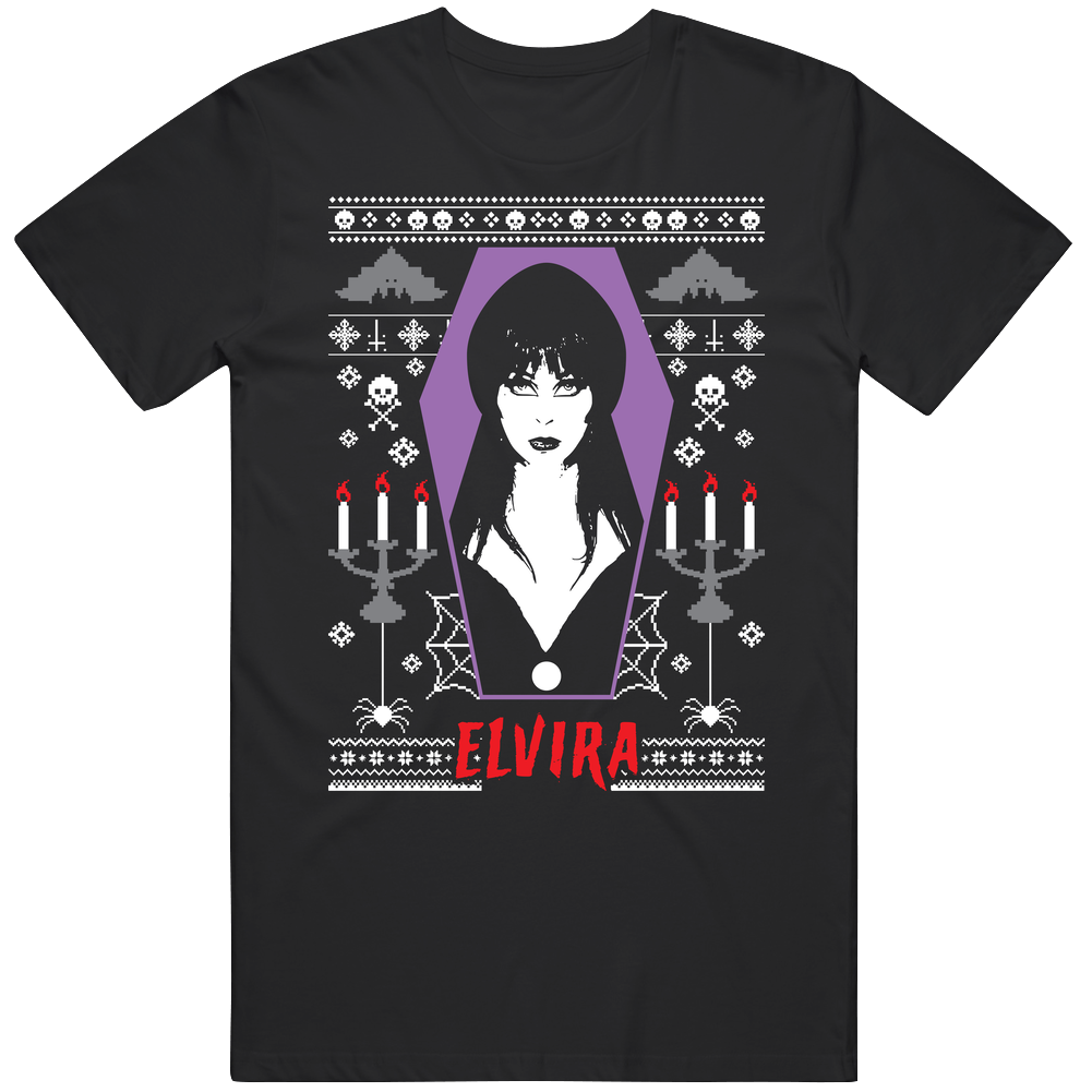 Elvira 80s Horror Comedy Movie Ugly Christmas Sweater Look Halloween retro T Shirt Elvira 80s Horror Comedy Movie Ugly Christmas Sweater Look Halloween retro T Shirt