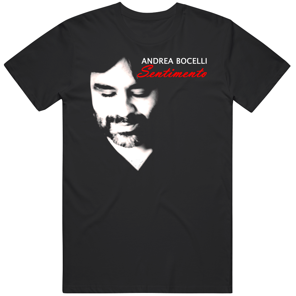 Andrea Bocelli Sentimento Mens Black Retro Classic T Shirt