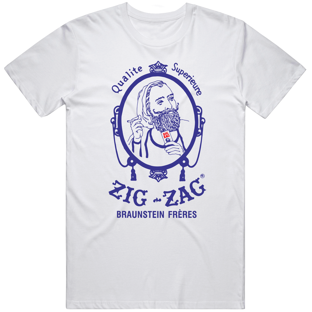 Zig Zag Man Qualite Superieure Mens White Classic Retro T Shirt Zig Zag Man Qualite Superieure Mens White Classic Retro T Shirt