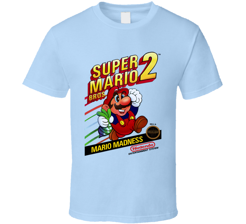 Super Mario Bros. 2 Nes Box Art Video Game T Shirt Super Mario Bros. 2 Nes Box Art Video Game T Shirt
