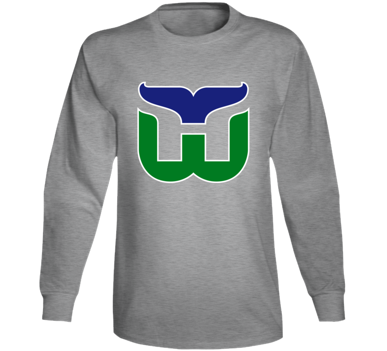 Hartford Whalers Retro Hockey Team Logo Long Sleeve T Shirt Hartford Whalers Retro Hockey Team Logo Long Sleeve T Shirt
